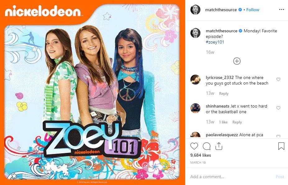 Alexa Nikolas post picture of Zoey 101 on her Instagram.